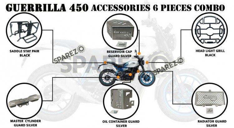 Fit For Royal Enfield Guerrilla 450 6 Pcs Accessories Combo Pack    - SPAREZO